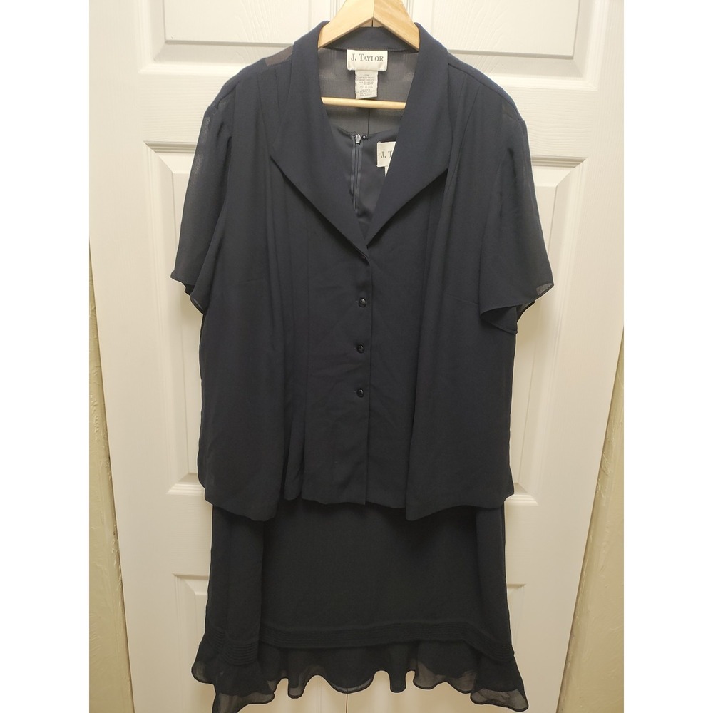 J.Taylor Woman's 24 W 2 Pieces‎ Jacket And Dress Navy Blue